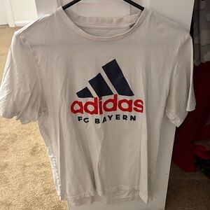 Adidas White and Red FC Bayern Men's Tee